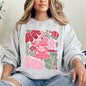 Merry Christmas, Pink Floral, Flowers, Xmas Sweatshirt