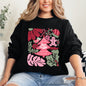 Merry Christmas, Pink Floral, Flowers, Xmas Sweatshirt