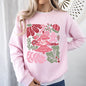 Merry Christmas, Pink Floral, Flowers, Xmas Sweatshirt