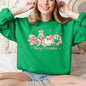 Merry Christmas, Pink Santa, Gingerbread Man, Snowflakes Sweatshirt