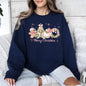 Merry Christmas, Pink Santa, Gingerbread Man, Snowflakes Sweatshirt