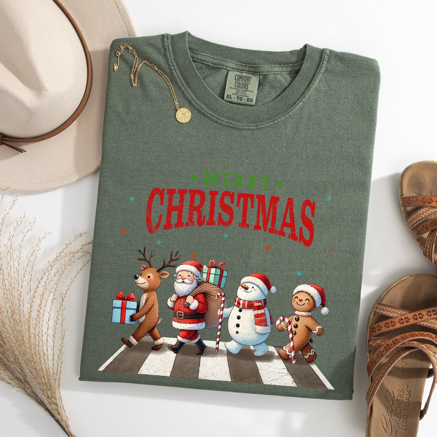 Merry Christmas, Reindeer, Santa, Snowman, Gingerbread, Winter, Xmas Tshirt Comfort Colors T-Shirt