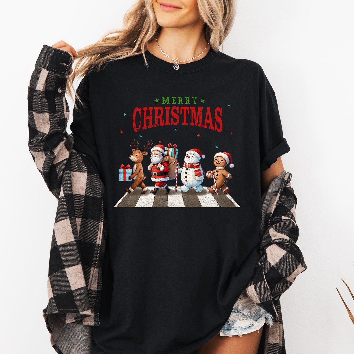 Merry Christmas, Reindeer, Santa, Snowman, Gingerbread, Winter, Xmas Tshirt Comfort Colors T-Shirt
