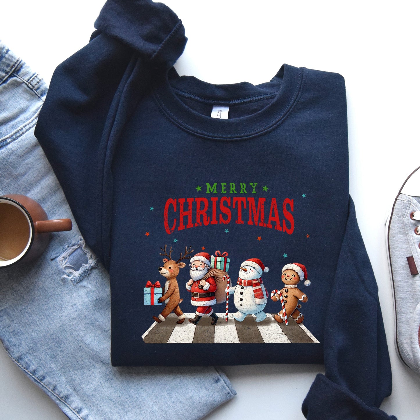 Merry Christmas, Reindeer, Santa, Snowman, Gingerbread, Winter, Xmas Sweatshirt
