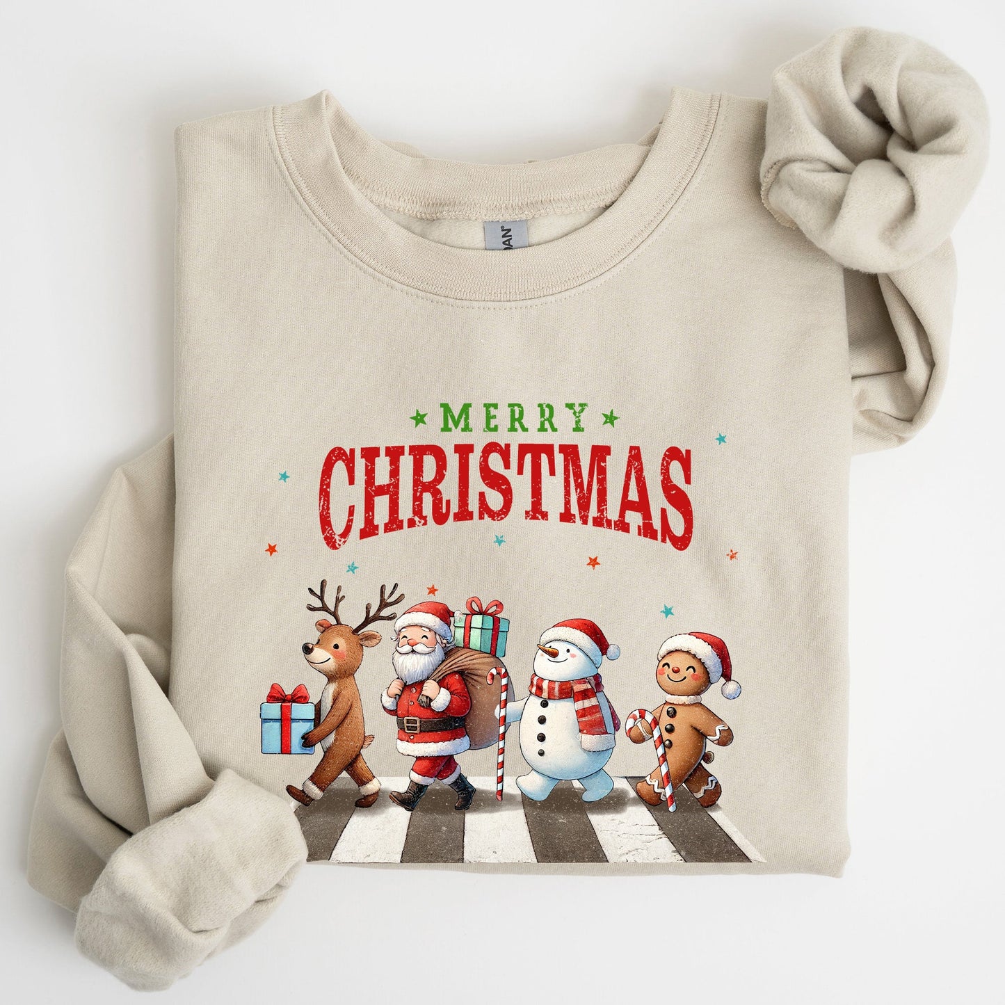 Merry Christmas, Reindeer, Santa, Snowman, Gingerbread, Winter, Xmas Sweatshirt