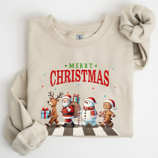 Merry Christmas, Reindeer, Santa, Snowman, Gingerbread, Winter, Xmas Sweatshirt