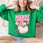 Merry Christmas, Retro Santa, Checkered, Vintage Sweatshirt