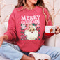 Merry Christmas, Retro Santa, Checkered, Vintage Sweatshirt