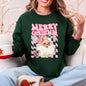 Merry Christmas, Retro Santa, Checkered, Vintage Sweatshirt