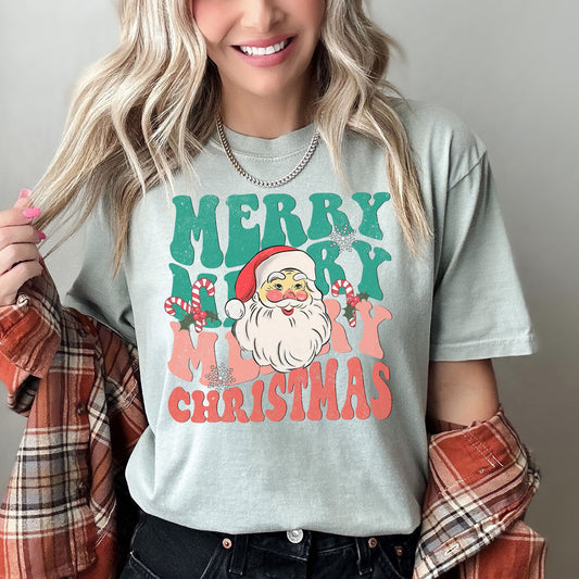 Merry Christmas, Retro Santa, Vintage, Comfort Colors Tshirt