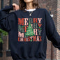 Merry Christmas, Retro Tree, Holly, Santa, Winter, Xmas Sweatshirt
