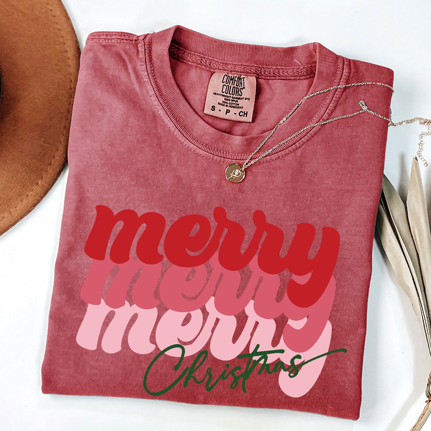 Merry Christmas, Retro, Classic Red, Santa, Winter, Xmas Tshirt Comfort Colors T-Shirt