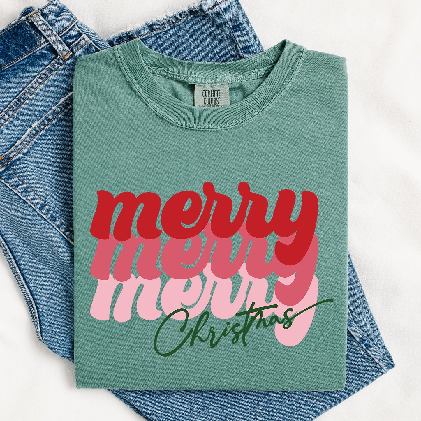 Merry Christmas, Retro, Classic Red, Santa, Winter, Xmas Tshirt Comfort Colors T-Shirt