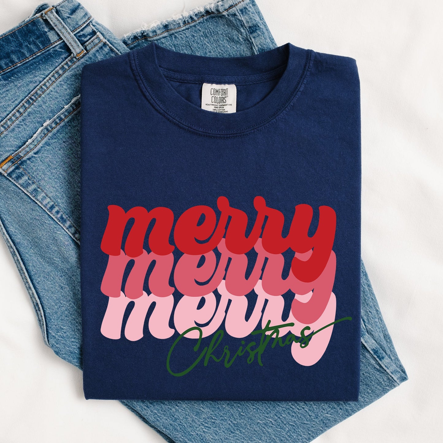 Merry Christmas, Retro, Classic Red, Santa, Winter, Xmas Tshirt Comfort Colors T-Shirt