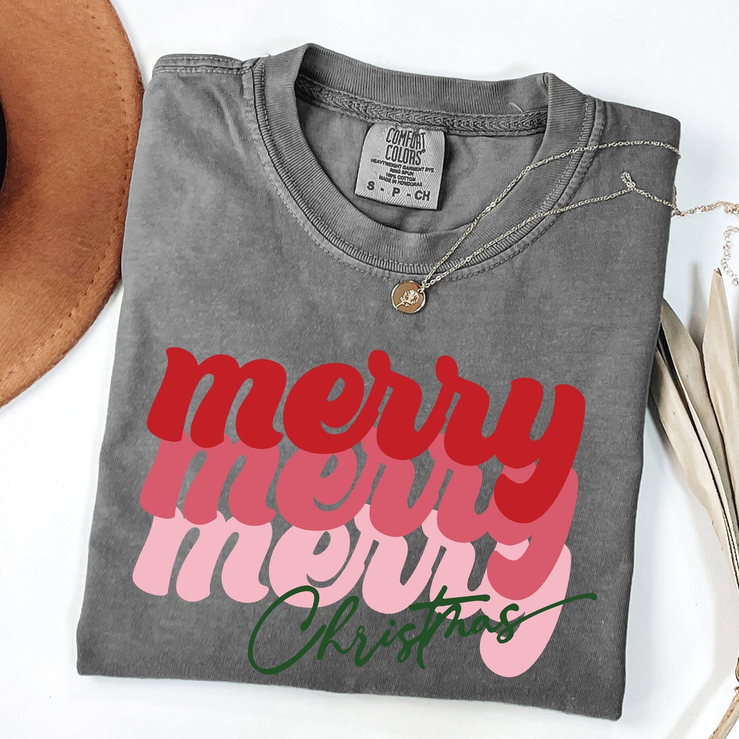 Merry Christmas, Retro, Classic Red, Santa, Winter, Xmas Tshirt Comfort Colors T-Shirt