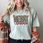 Merry Christmas, Retro, Leopard Print, Comfort Colors Tshirt