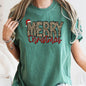 Merry Christmas, Retro, Leopard Print, Comfort Colors Tshirt