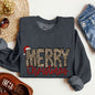 Merry Christmas, Retro, Leopard Print Sweatshirt