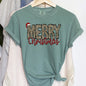 Merry Christmas, Retro, Leopard Print, Comfort Colors Tshirt