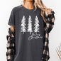 Merry Christmas, Sketched Pine Trees, Minimalist, Winter, Snow, Xmas Tshirt Comfort Colors T-Shirt