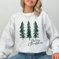 Merry Christmas, Sketched Pine Trees, Minimalist, Winter, Snow, Xmas Sweatshirt