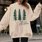 Merry Christmas, Sketched Pine Trees, Minimalist, Winter, Snow, Xmas Sweatshirt