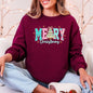 Merry Christmas, Varsity, Christmas Tree, Pink Pattern, Santa Sweatshirt