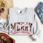 Merry Country Christmas, Collegiate Style, Retro, Fur, Leopard Print Sweatshirt