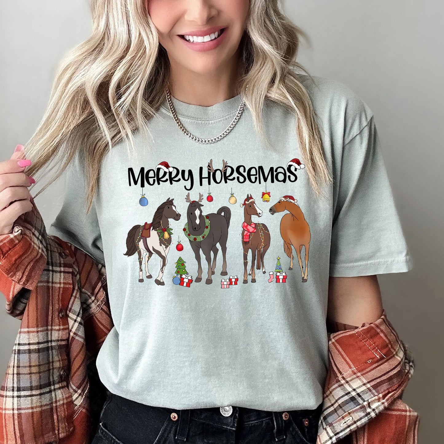 Merry Horsemas, Christmas, Horse, Comfort Colors Tshirt