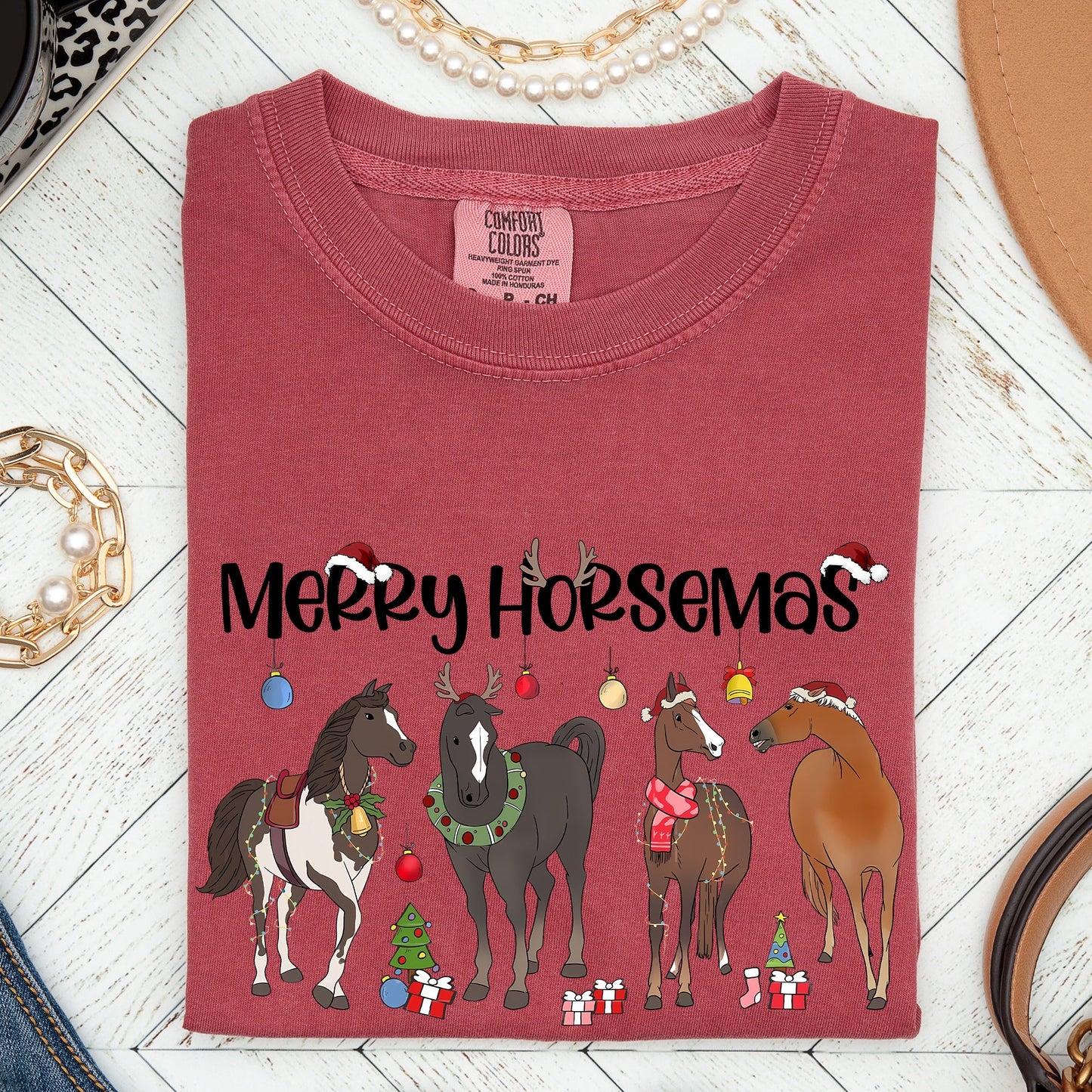 Merry Horsemas, Christmas, Horse, Comfort Colors Tshirt
