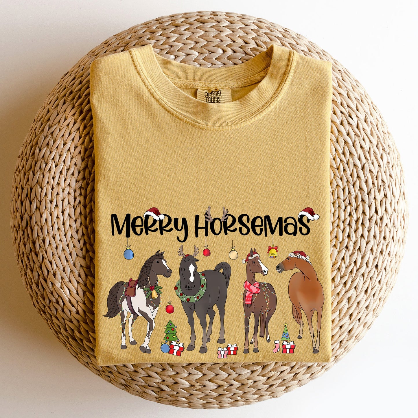 Merry Horsemas, Christmas, Horse, Comfort Colors Tshirt
