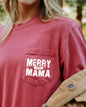 Merry Mama, Pocket, Christmas, Winter, Santa, Snow, Xmas Pocket Tee Comfort Colors T-Shirt