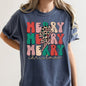 Merry Merry Merry Christmas Retro, Leopard Print, Comfort Colors T-Shirt