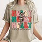 Merry Merry Merry Christmas Retro, Leopard Print, Comfort Colors T-Shirt