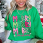Merry Merry Merry Christmas, Colorful, Patterns, Santa, Xmas Sweatshirt
