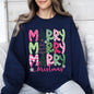 Merry Merry Merry Christmas, Colorful, Patterns, Santa, Xmas Sweatshirt