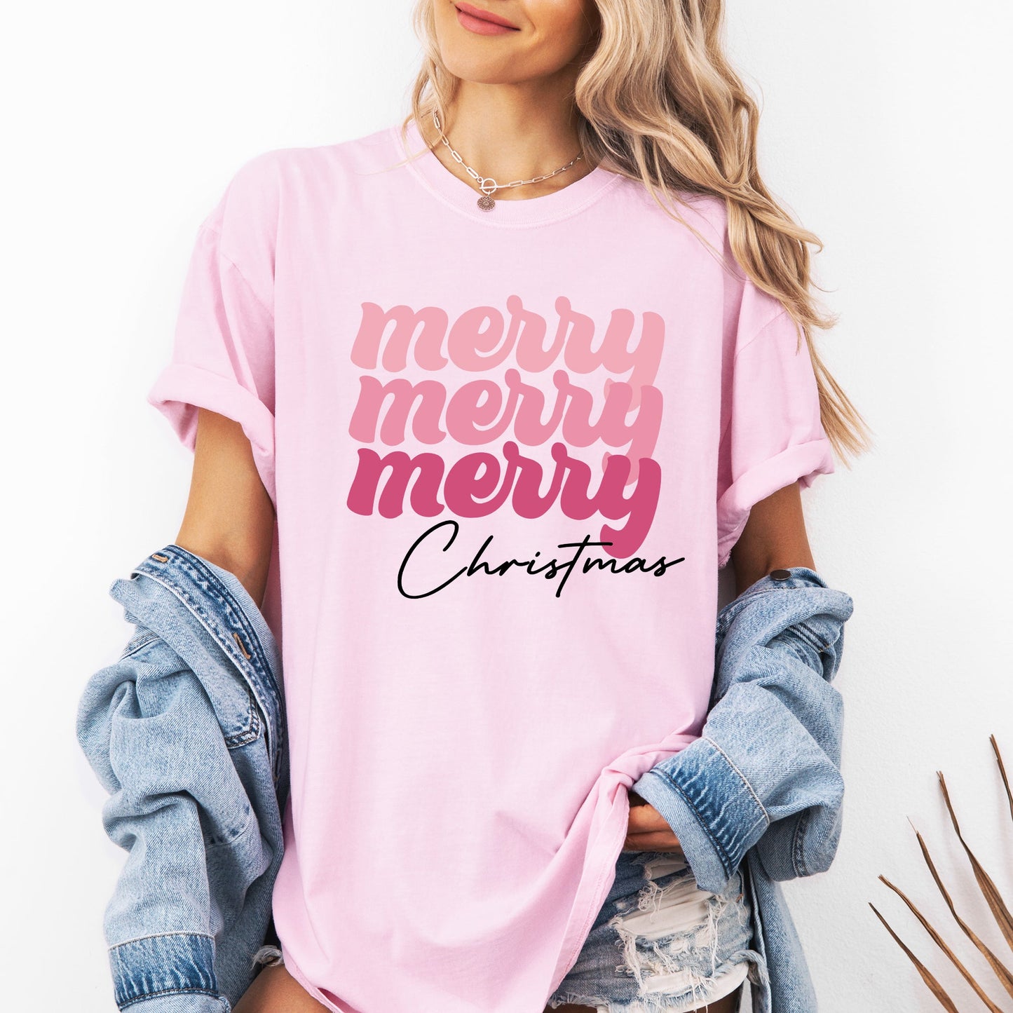 Merry Merry Merry Christmas, Retro, Santa, Winter, Xmas Tshirt Comfort Colors T-Shirt