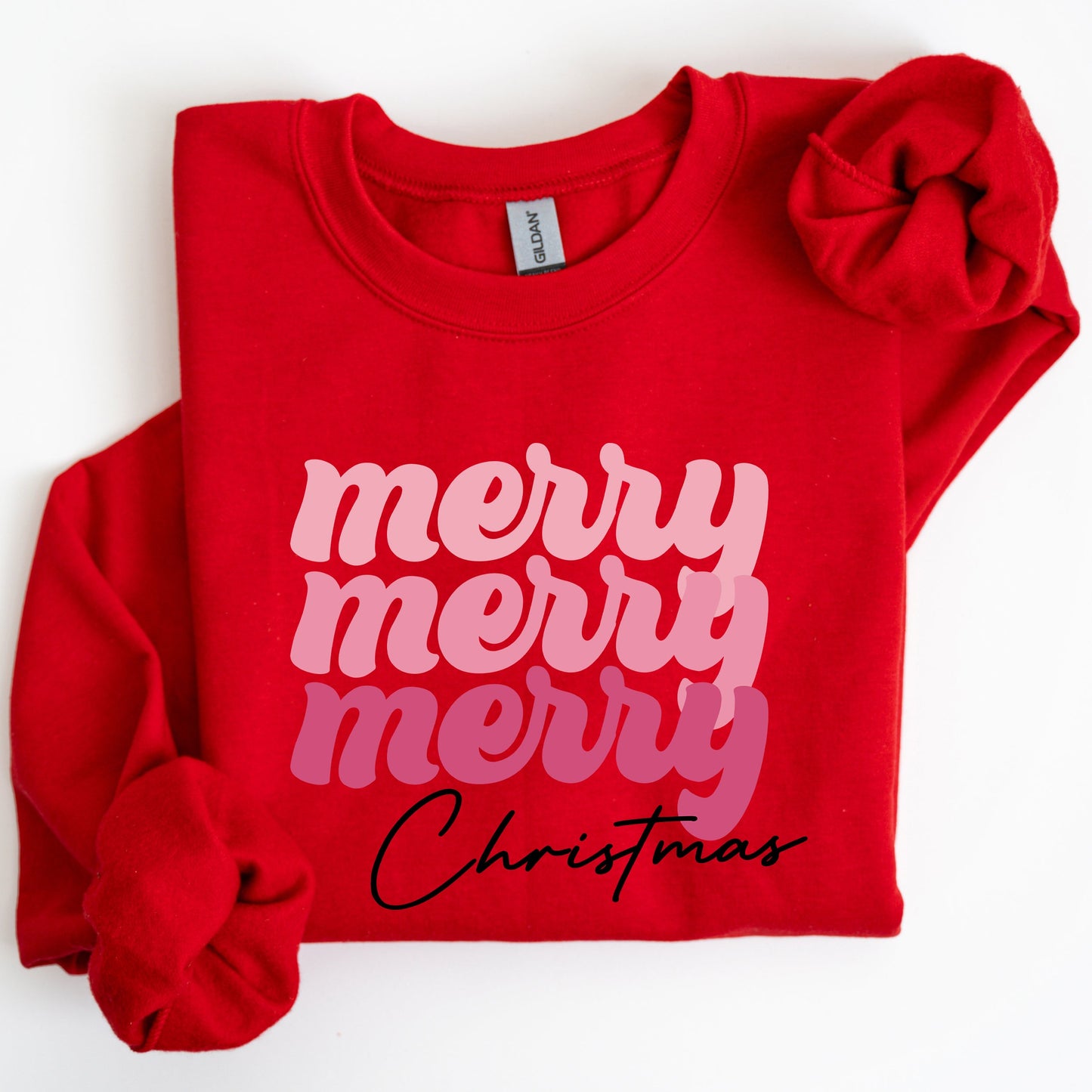 Merry Merry Merry Christmas, Retro, Santa, Winter, Xmas Sweatshirt
