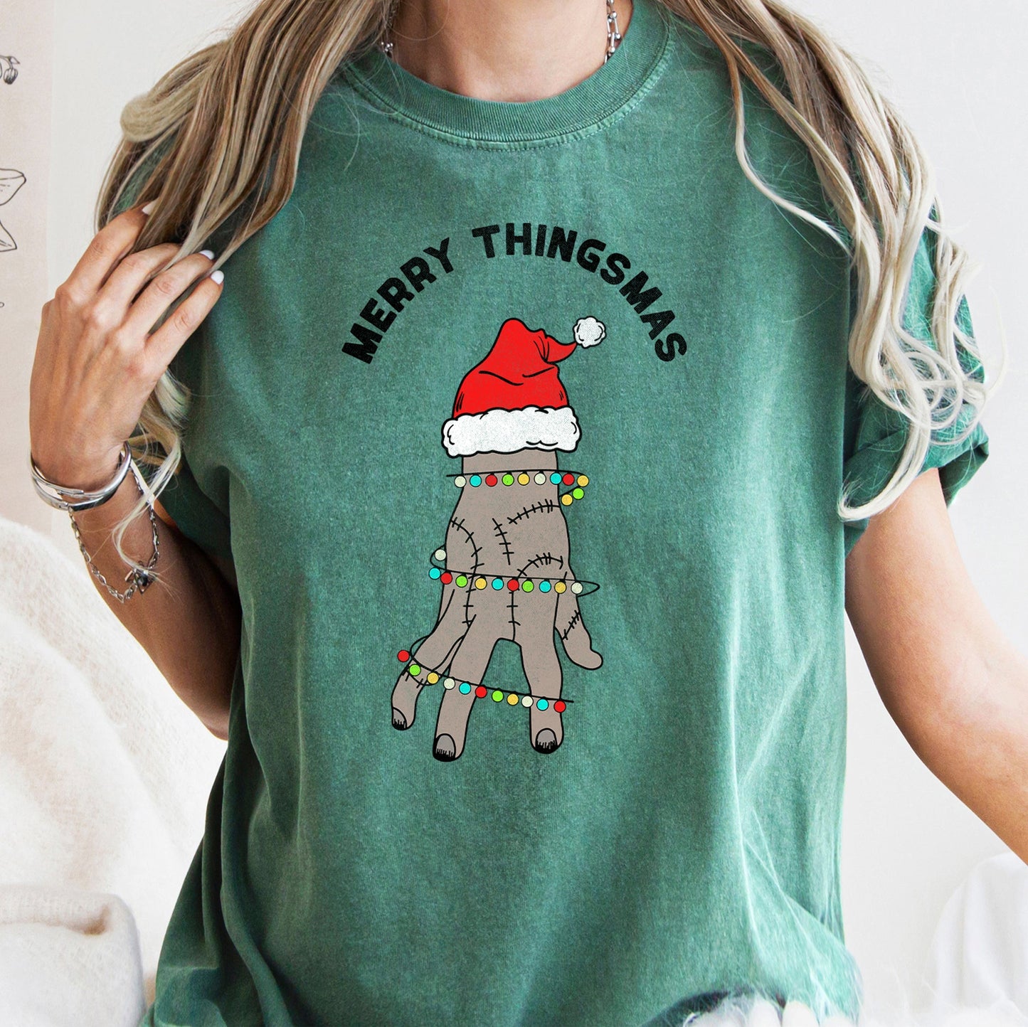Merry Thingsmas, Christmas, Wednesday, Spooky, Zombie, Comfort Colors Tshirt