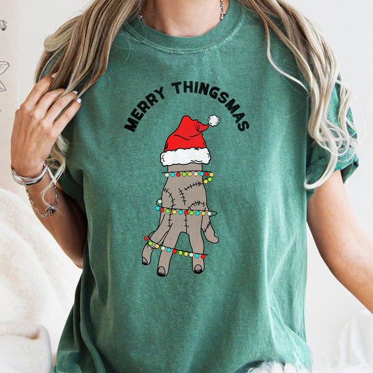 Merry Thingsmas, Christmas, Wednesday, Spooky, Zombie, Comfort Colors Tshirt