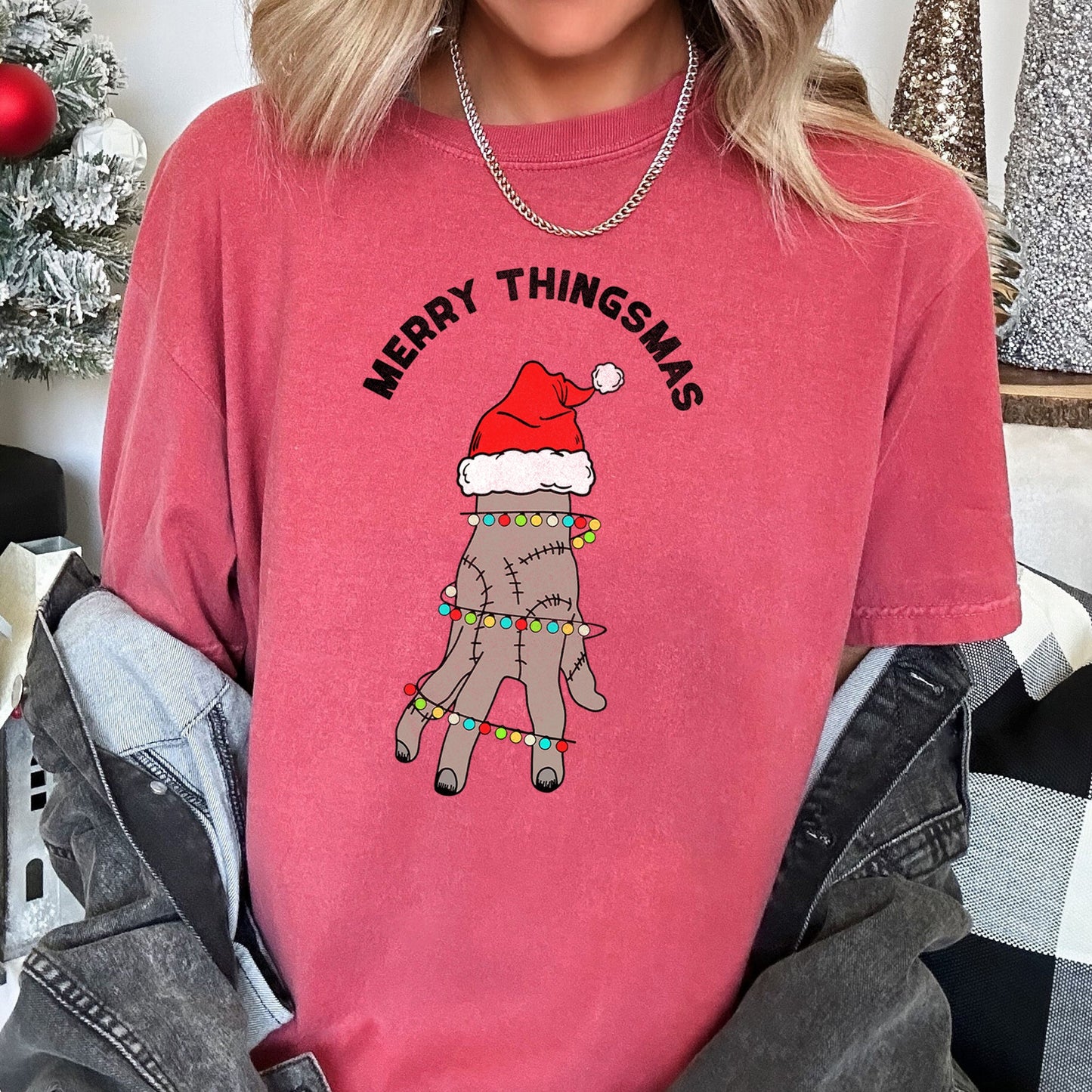 Merry Thingsmas, Christmas, Wednesday, Spooky, Zombie, Comfort Colors Tshirt