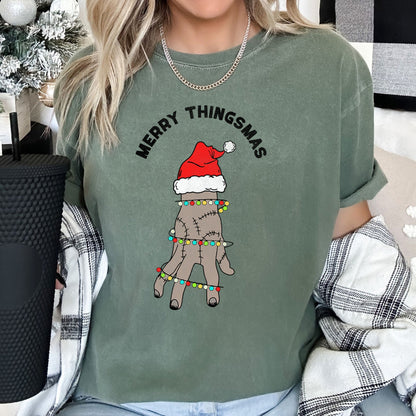 Merry Thingsmas, Christmas, Wednesday, Spooky, Zombie, Comfort Colors Tshirt