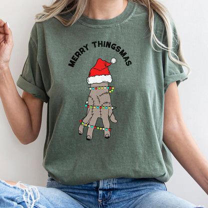Merry Thingsmas, Christmas, Wednesday, Spooky, Zombie, Comfort Colors Tshirt