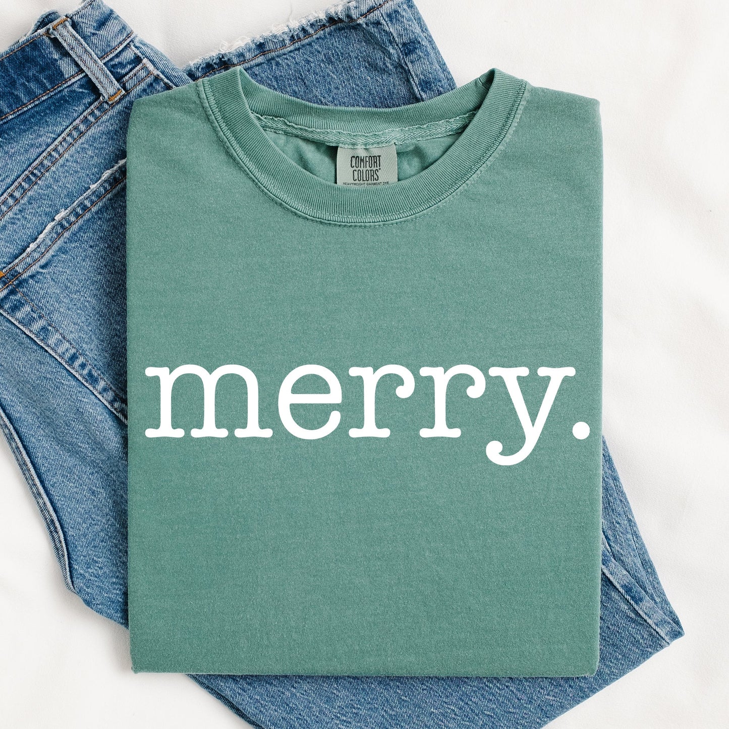 Merry, Classic Minimalist, Christmas, Winter, Snow, Santa, Xmas Tshirt Comfort Colors T-Shirt