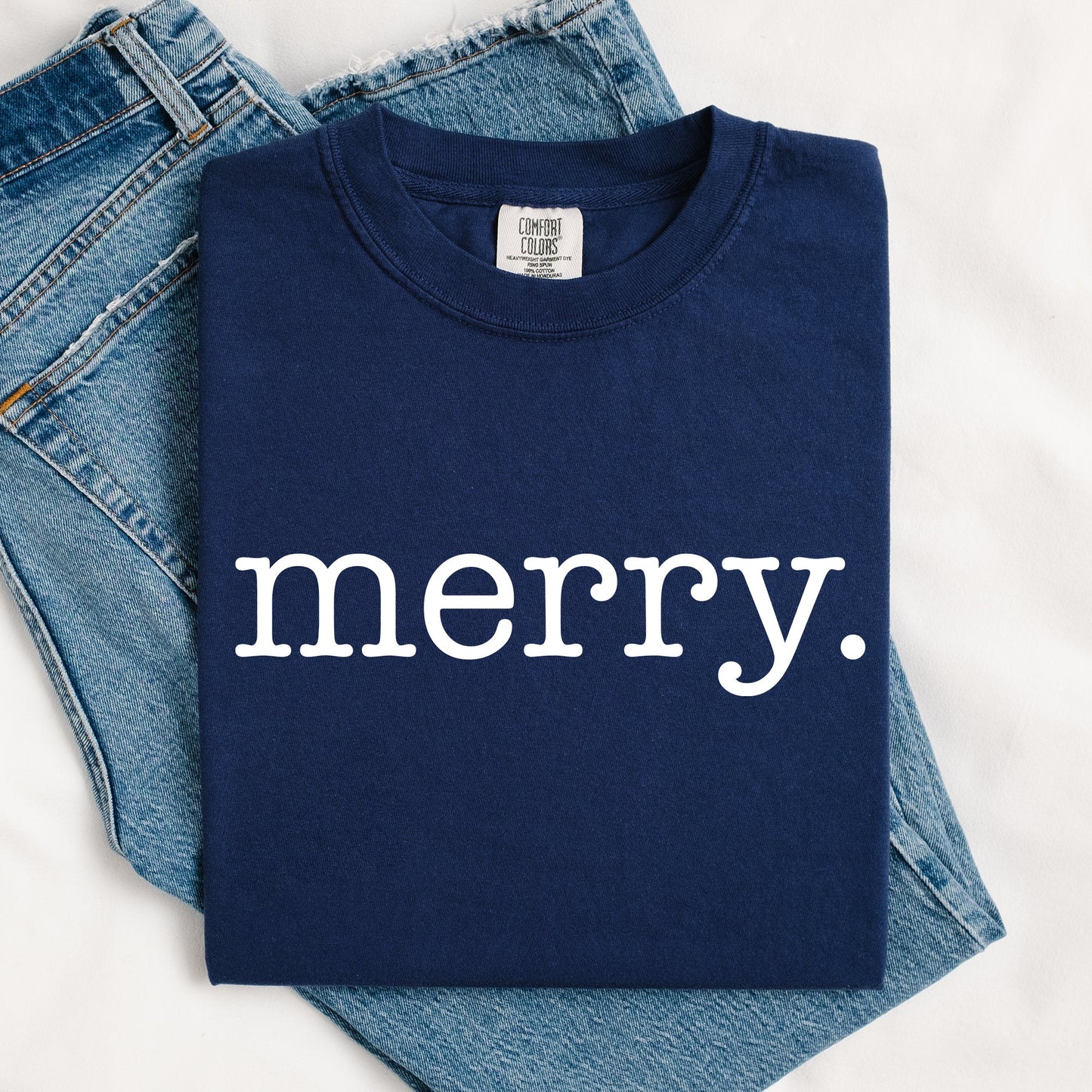 Merry, Classic Minimalist, Christmas, Winter, Snow, Santa, Xmas Tshirt Comfort Colors T-Shirt