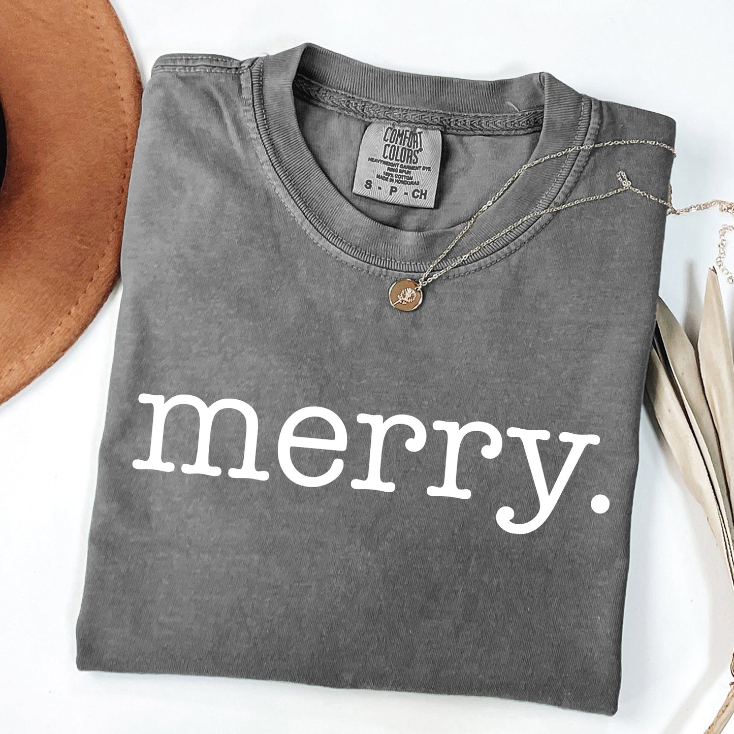 Merry, Classic Minimalist, Christmas, Winter, Snow, Santa, Xmas Tshirt Comfort Colors T-Shirt