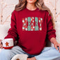Merry, Varsity Santa, Checkered, Christmas Sweatshirt