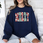 Merry, Varsity Santa, Checkered, Christmas Sweatshirt