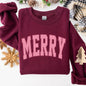 Merry, Varsity, Collegiate, Christmas, Santa, Winter, Xmas Sweatshirt