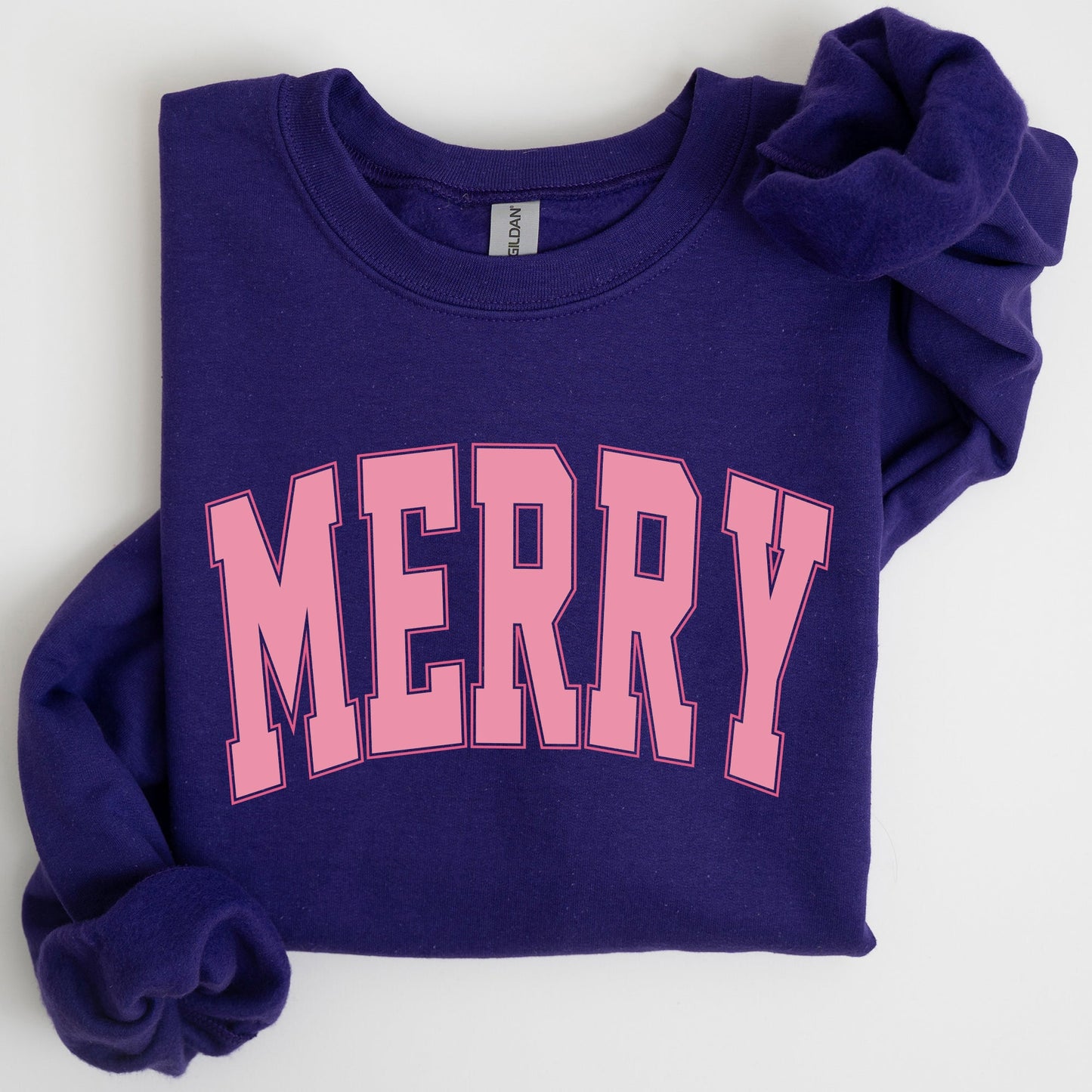 Merry, Varsity, Collegiate, Christmas, Santa, Winter, Xmas Sweatshirt